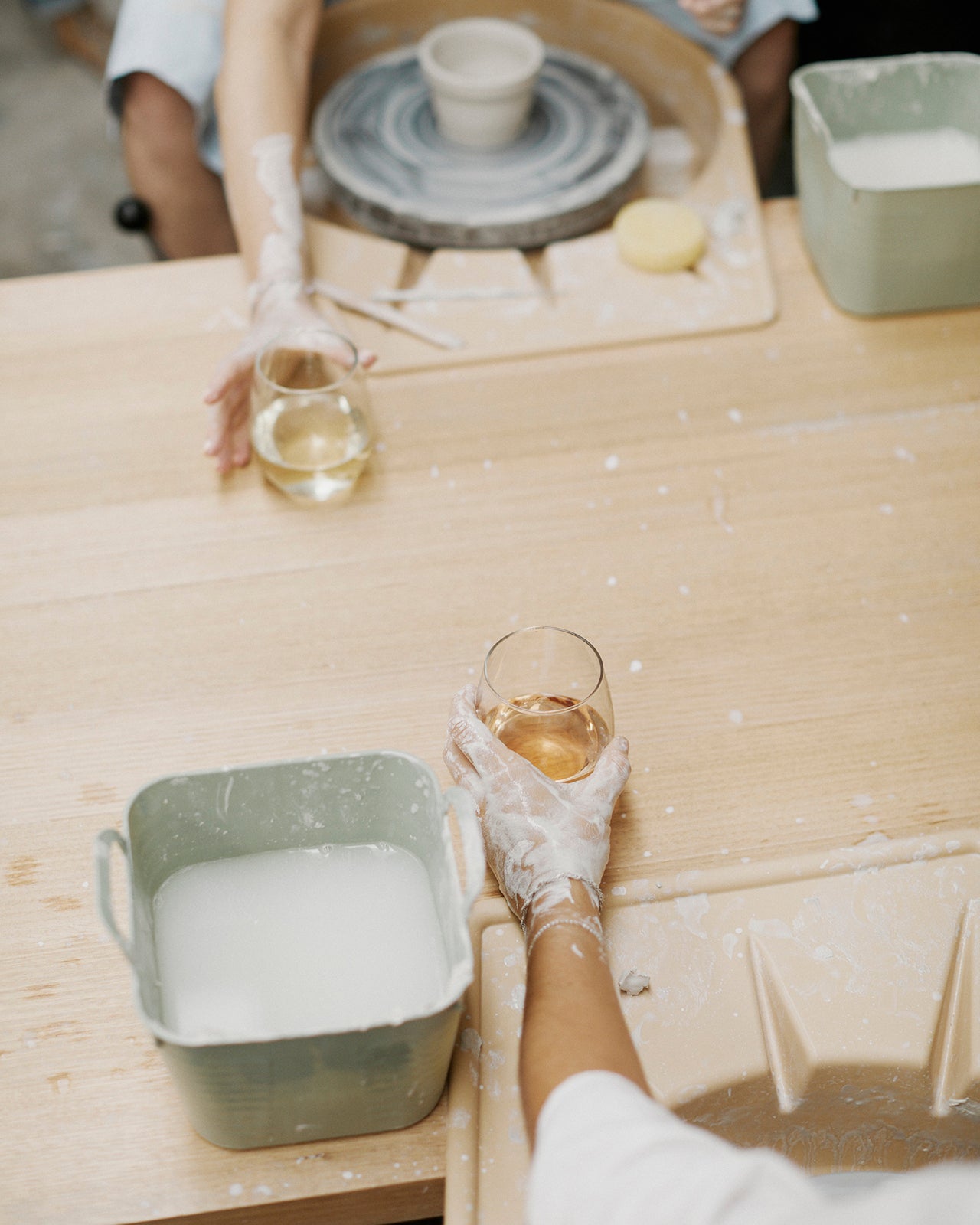 Romantic atmosphere in pottery studio for date night