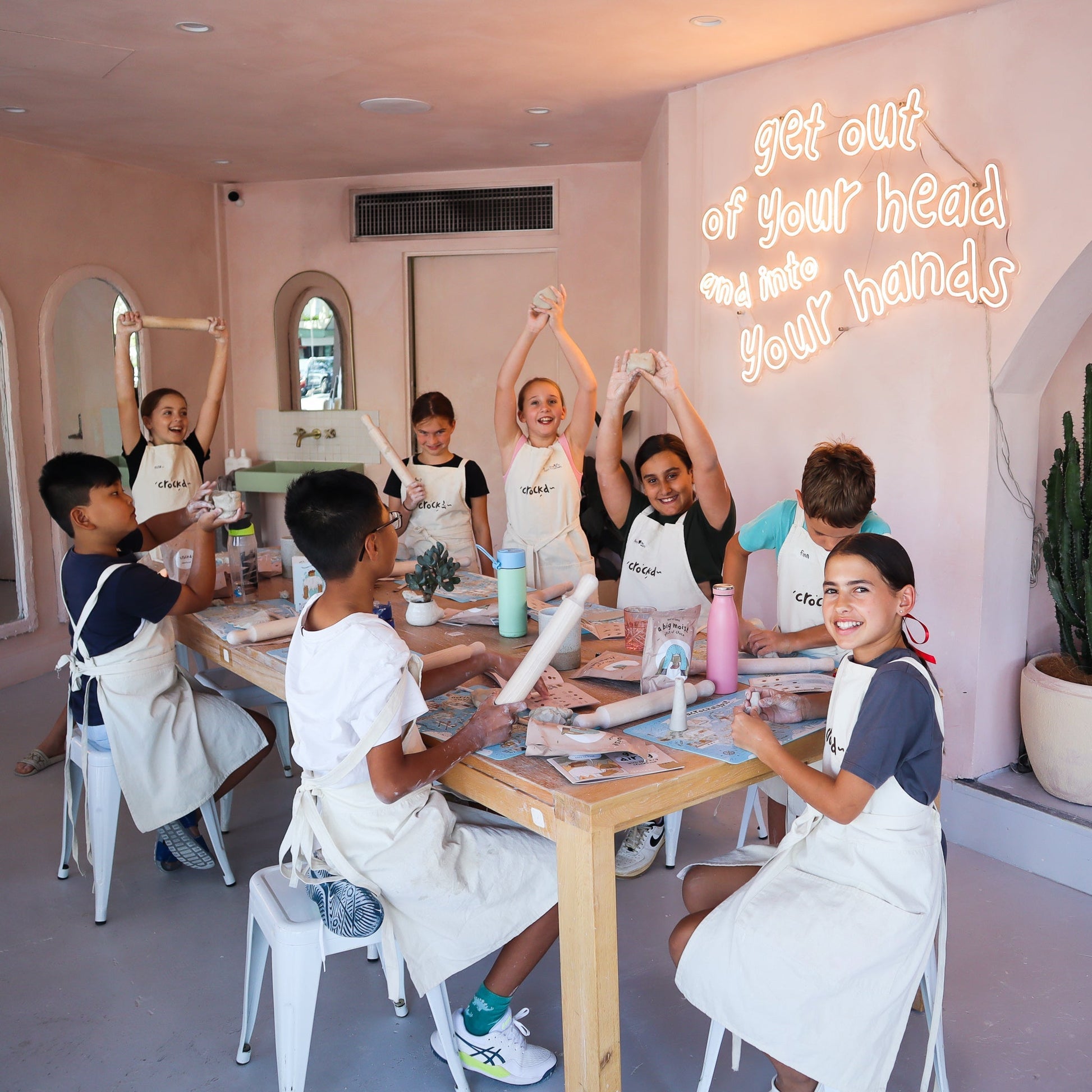 Fun and learning at School Holiday Pottery Class for kids