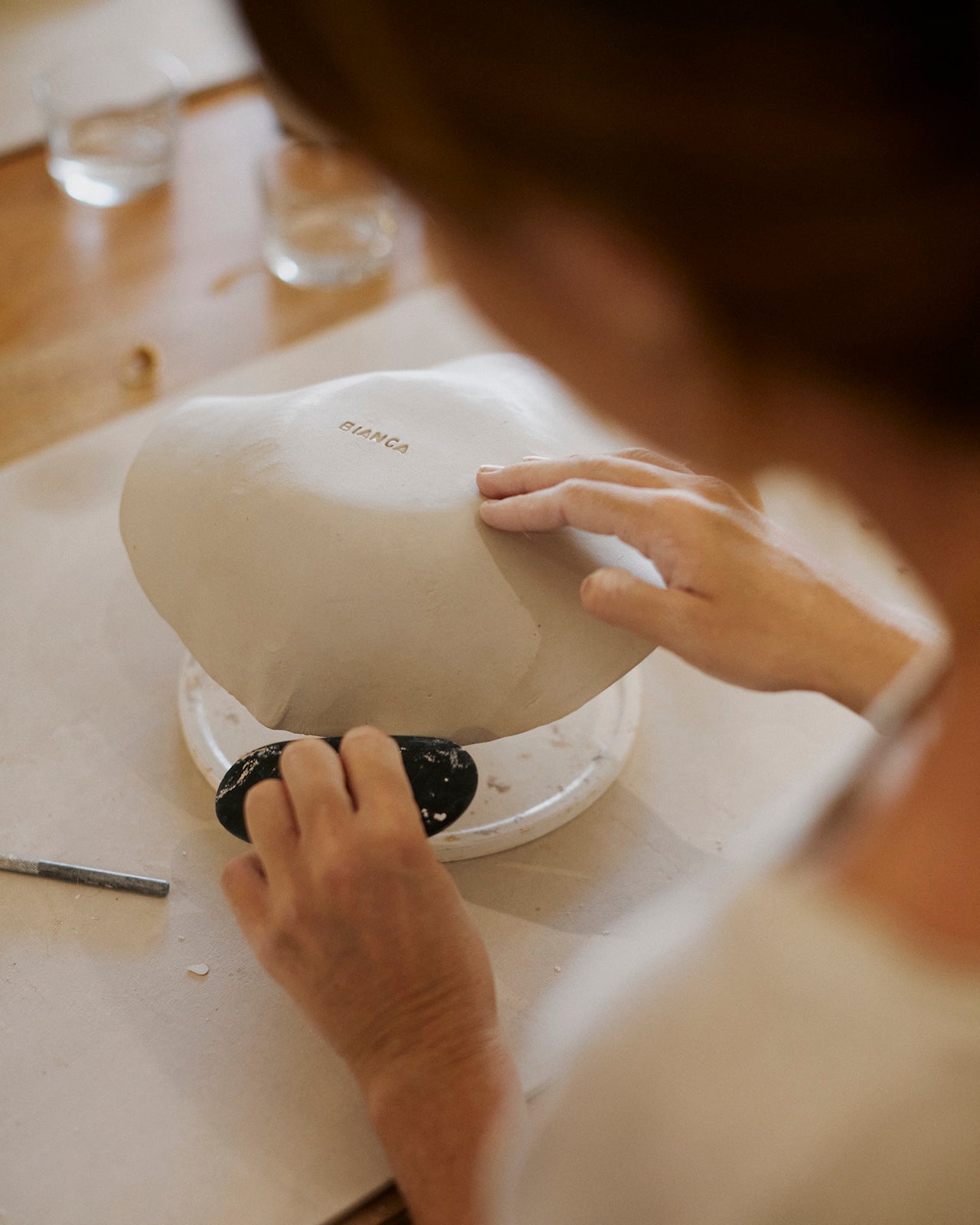 Various stages of breakfast set creation process