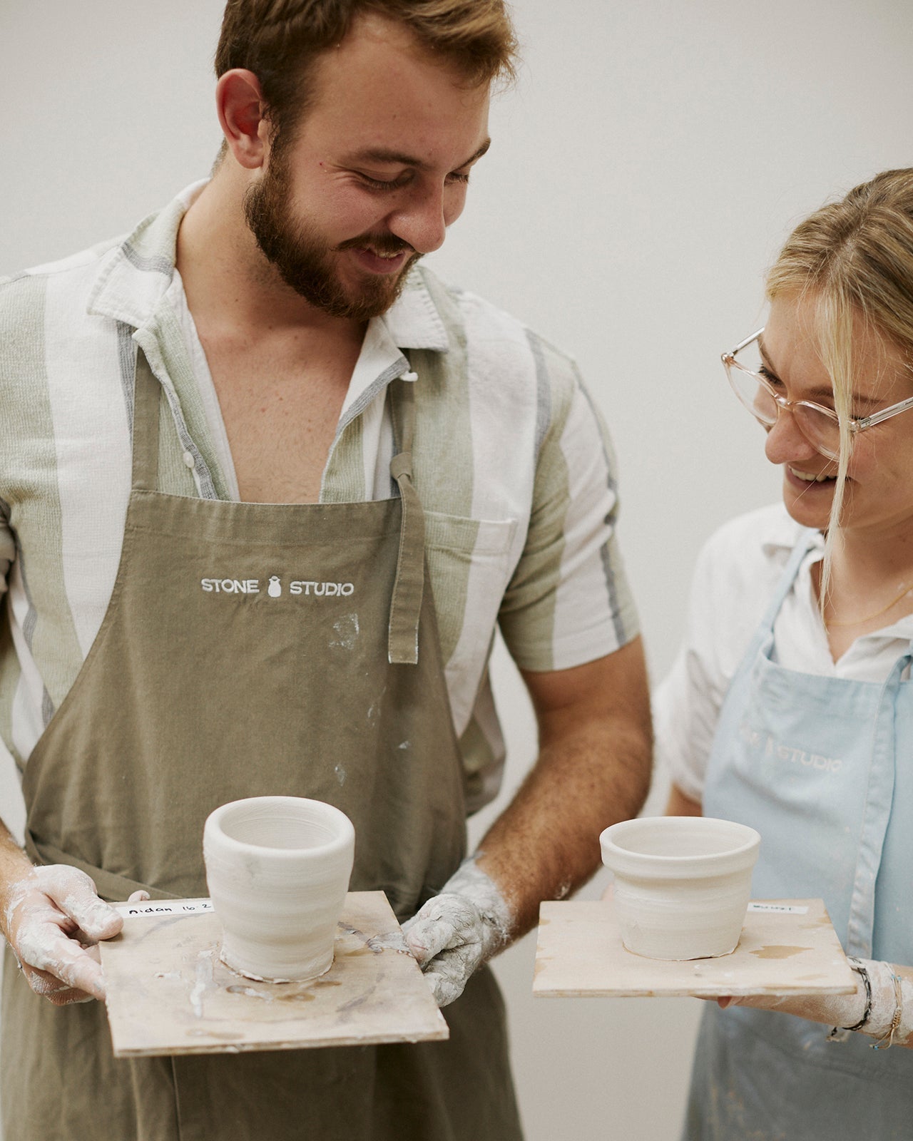 Setup for clay and sip date night pottery class