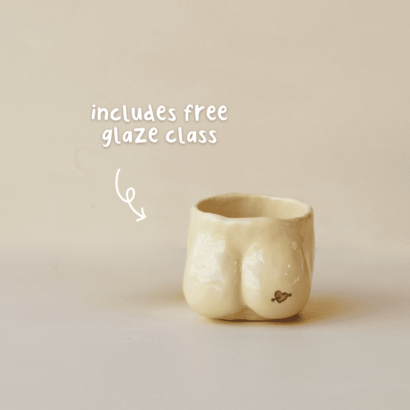 Guests making cheeky handmade mugs during the Crockd Booty Mugs and Margies pottery class.