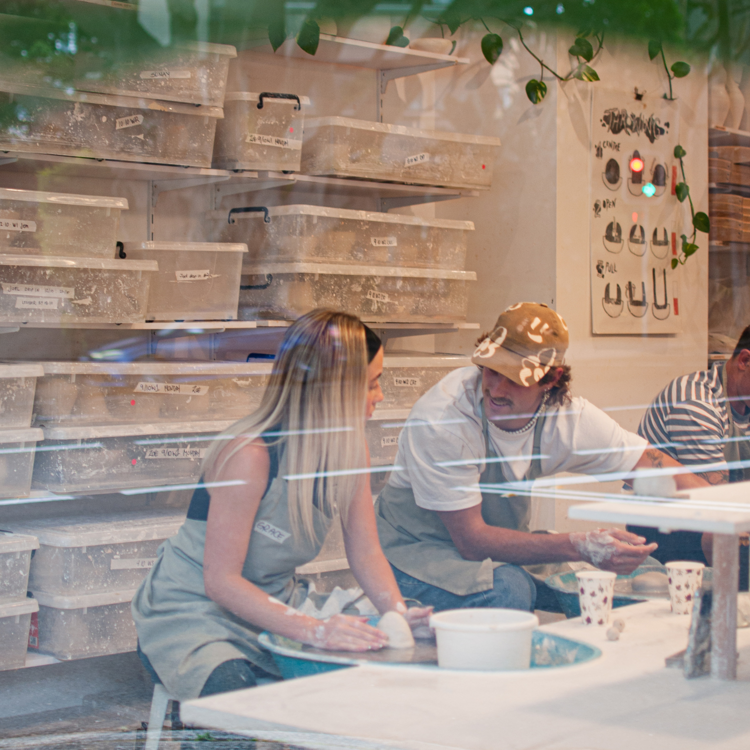 Romantic pottery wheel session for couples