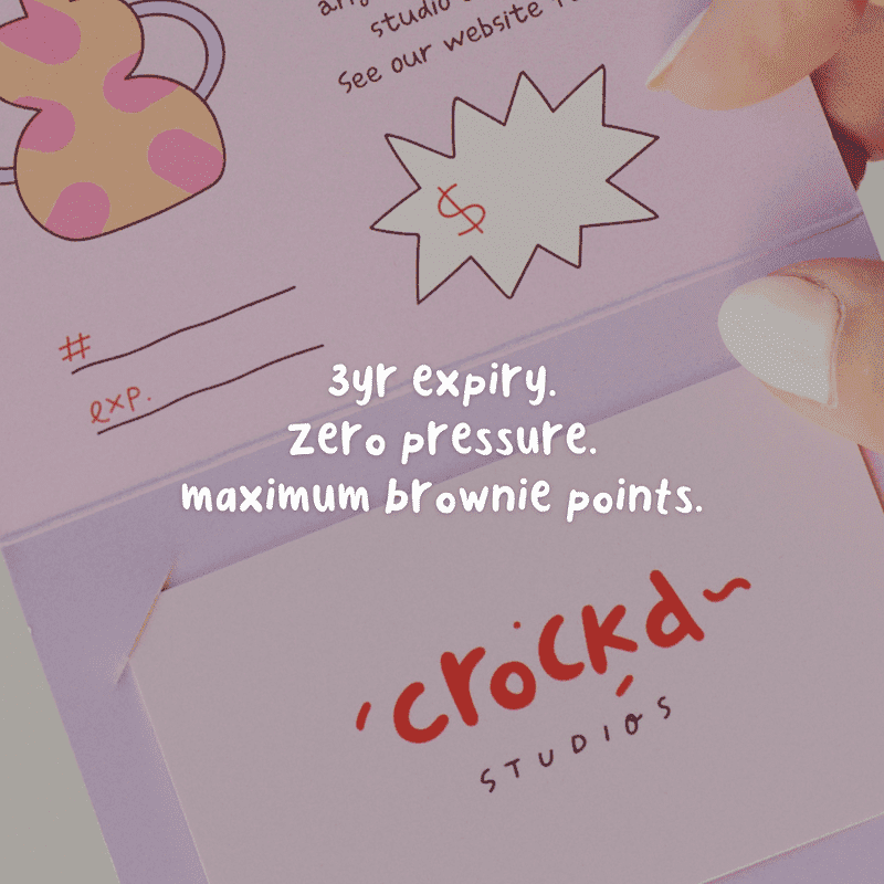 Crockd gift card that can be used for pottery classes, workshops, DIY kits and supplies.